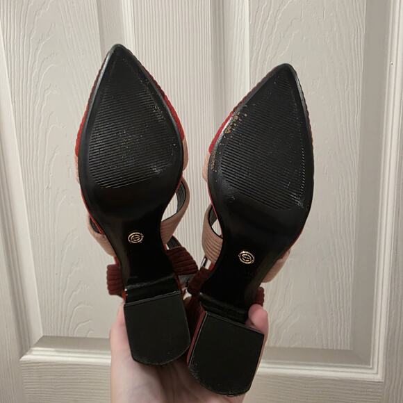 Anthropologie Cecelia New York Red Suede Colorblock Roxanne Heels Size 9 - Picture 7 of 9